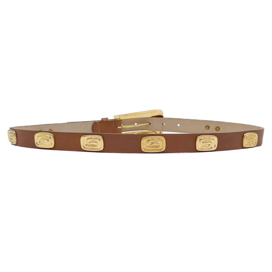 Cleo - Tan Leather Vintage Style Leather Belt - Streets Ahead