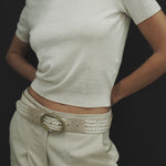 Adderley Belt - Ivory Croc Embossed Italian Leather Belt Sleek Brass Buckle - Streets Ahead