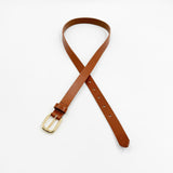 Millie Belt - Classic Tan Italian Leather Gold Buckle Narrow Belt - Streets Ahead