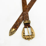 Cameron Belt - Western Style Cognac Tooled Italian Leather Belt - Streets Ahead