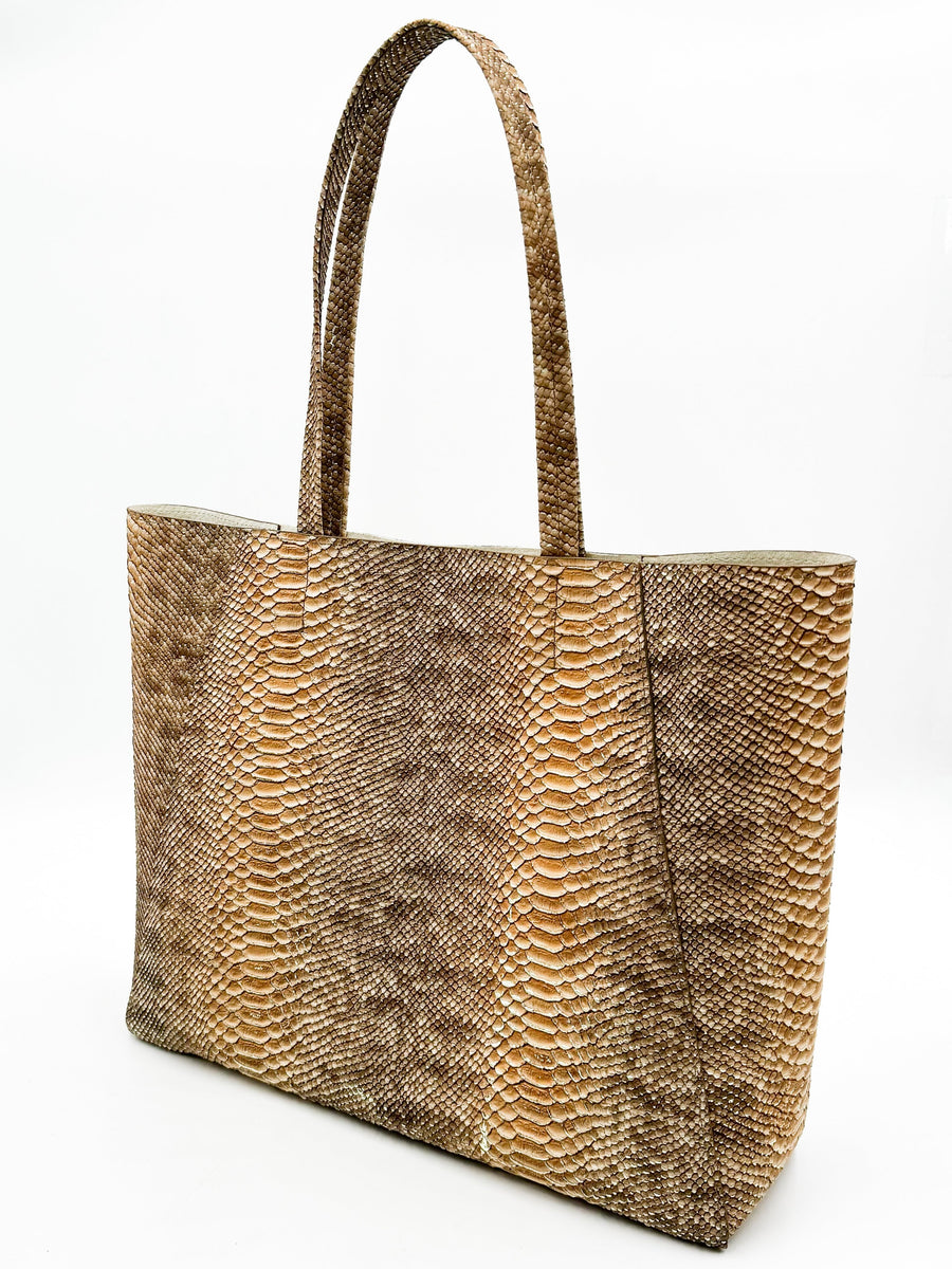 Yara Tote - Tan Python Print