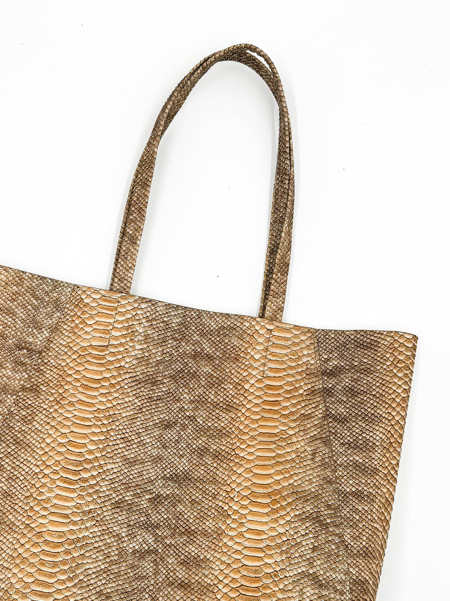 Yara Tote - Tan Python Print
