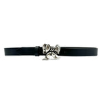 Bowie Belt - Bow Buckle Narrow Black Leather Belt - Streets Ahead