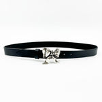 Bowie Belt - Bow Buckle Narrow Black Leather Belt - Streets Ahead