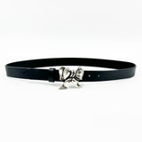 Bowie Belt - Bow Buckle Narrow Black Leather Belt - Streets Ahead