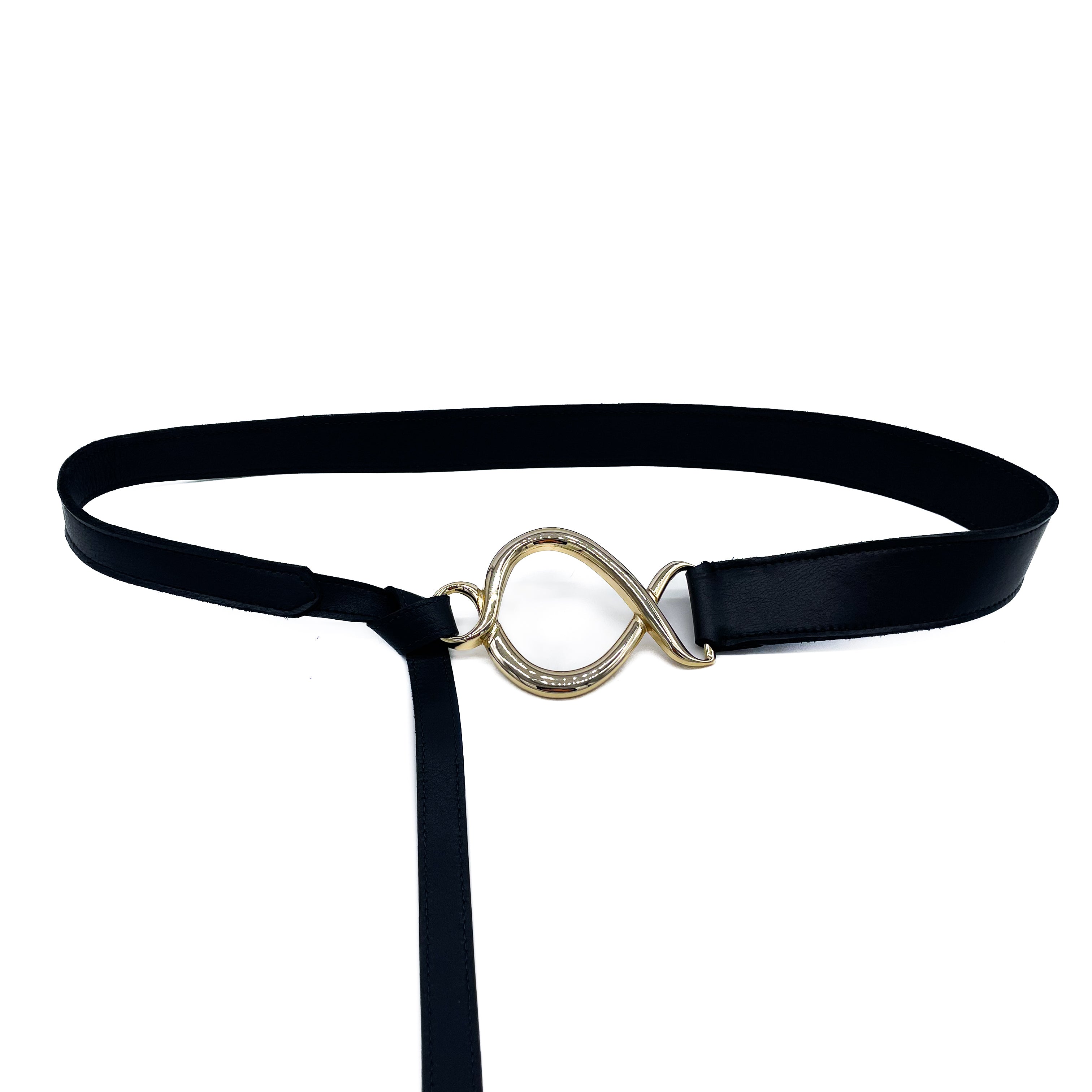 Celest - Long Tie Black Leather Belt - Streets Ahead