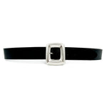 Stormi Belt - Chic Bold Silver Buckle Black Italian Leather Belt - Streets Ahead