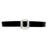 Stormi Belt - Chic Bold Silver Buckle Black Italian Leather Belt - Streets Ahead