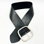 Freya Belt - Wide Waist Black Italian Leather Bold Style Belt - Streets Ahead