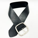 Freya Belt - Wide Waist Black Italian Leather Bold Style Belt - Streets Ahead