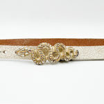 Ophira Belt - Snake Buckle Narrow Belt Ivory Crackle Italian Leather - Streets Ahead