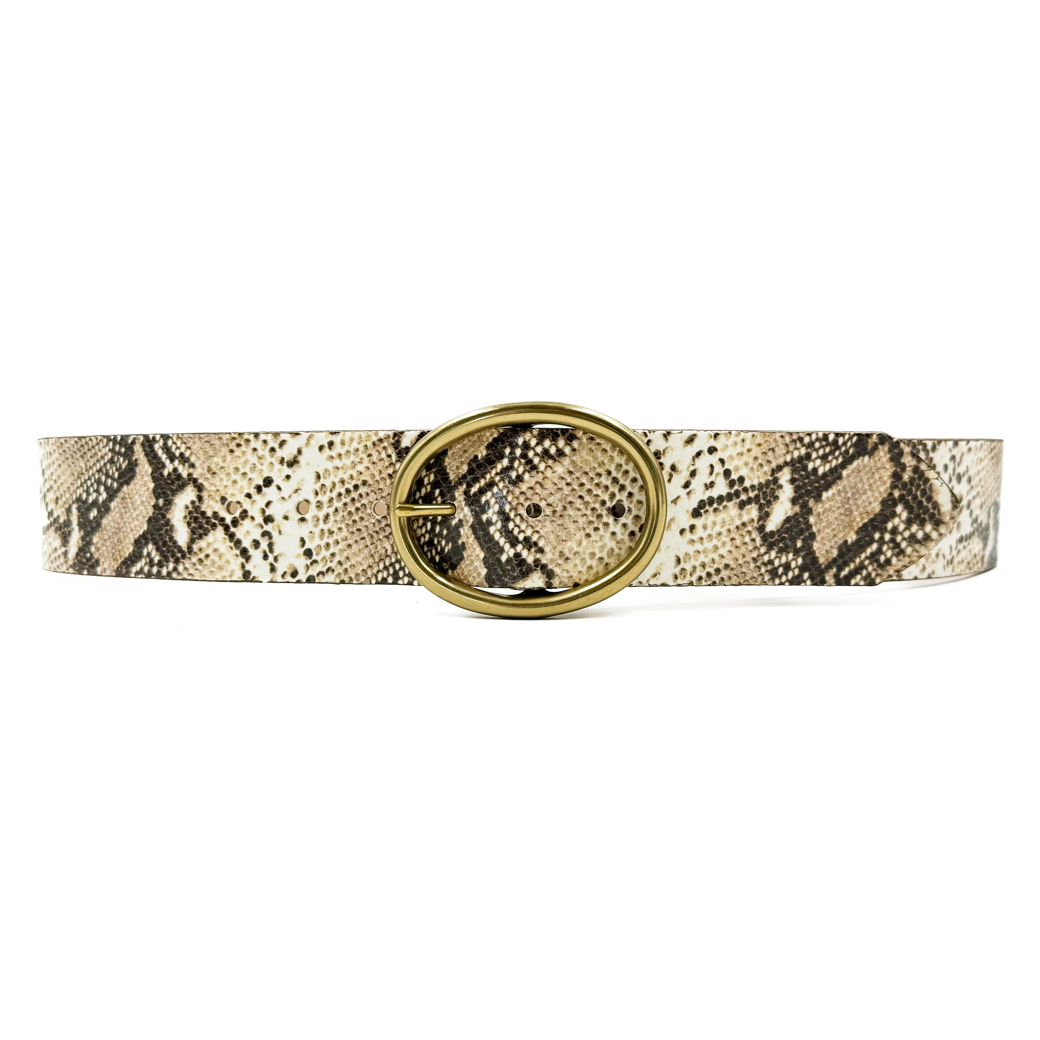 Sawyer Belt - Snake Print Italian Leather Brass Buckle Belt - Streets Ahead