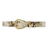 June Belt - Ivory Snake Print Leather Belt Gold Buckle Set - Streets Ahead