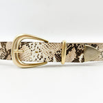 June Belt - Ivory Snake Print Leather Belt Gold Buckle Set - Streets Ahead