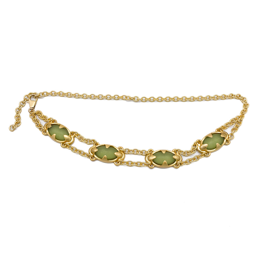 Tink Chain Belt - Matte Gold With Green Stones - Streets Ahead