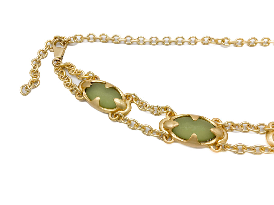 Tink Chain Belt - Matte Gold With Green Stones - Streets Ahead