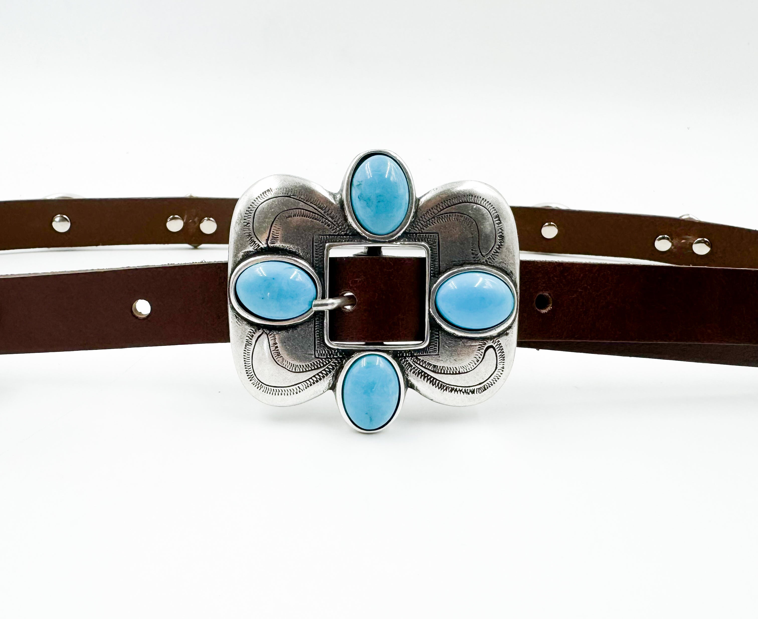 Tara Belt - Brown Leather Western Style Belt - Streets Ahead