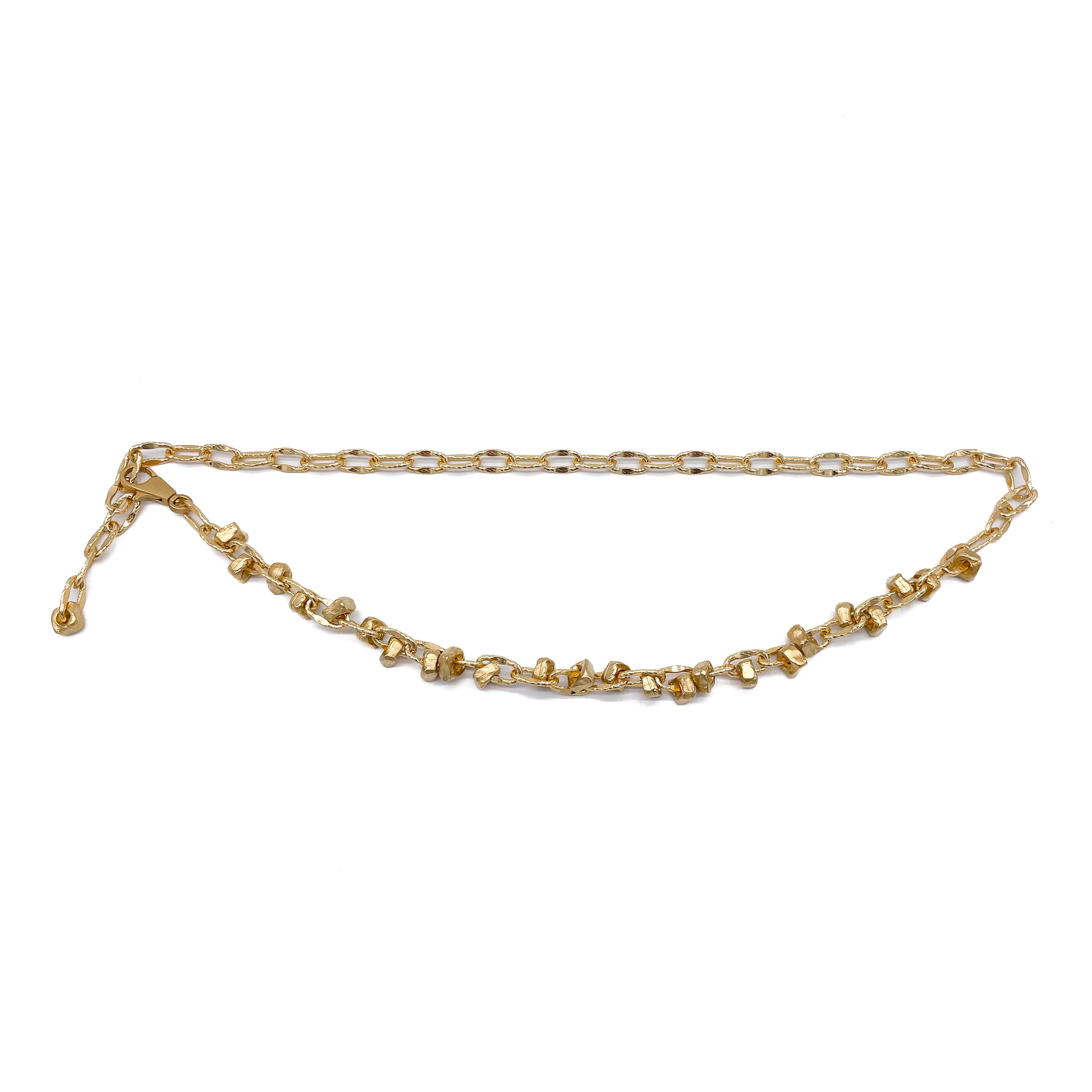 Meredith Chain Belt in matte gold Italian chain with organic-shaped charm, Streets Ahead