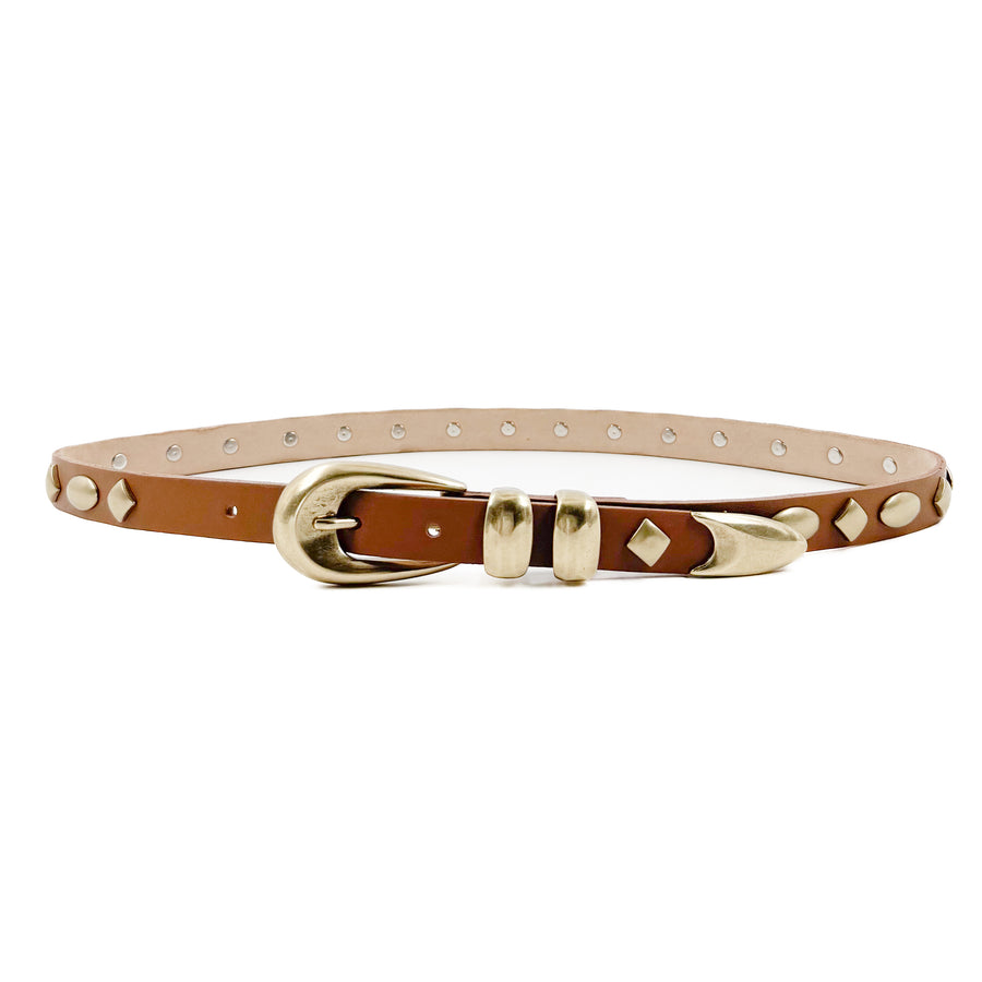 Urban Oasis Belt - Western Tan Studded Italian Leather Belt - Streets Ahead