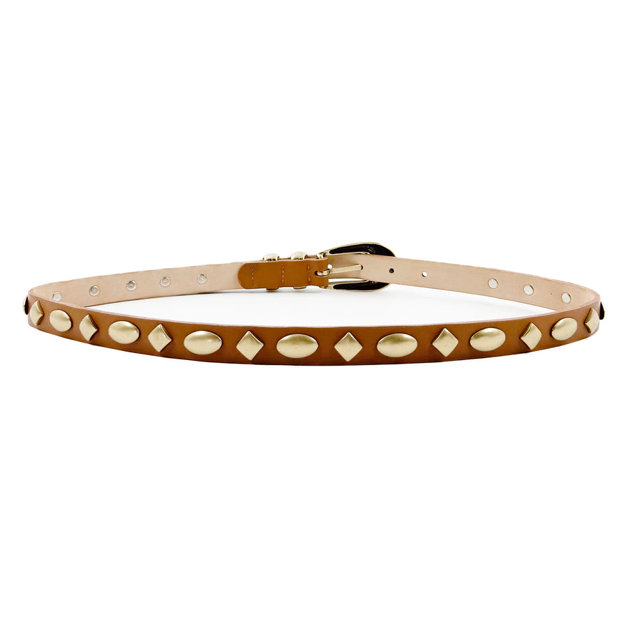 Urban Oasis Belt - Western Tan Studded Italian Leather Belt - Streets Ahead