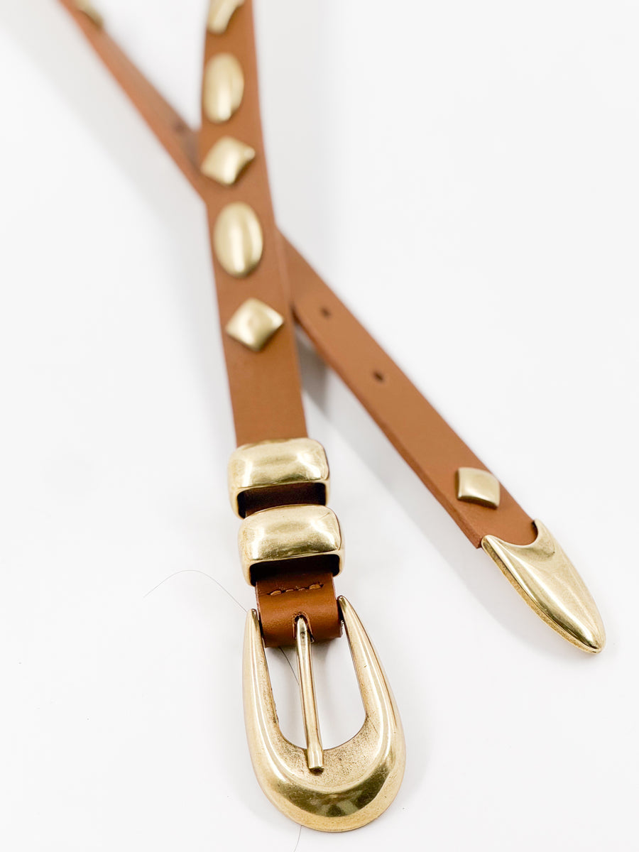 Urban Oasis Belt - Western Tan Studded Italian Leather Belt - Streets Ahead