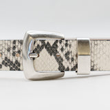 python embossed Italian leather belt with silver buckle - Streets Ahead