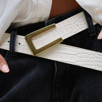 Livia Belt - Ivory Croc Embossed Leather - [description] - StreetsAheadInc
