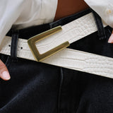 Livia Belt - Ivory Croc Embossed Leather - [description] - StreetsAheadInc