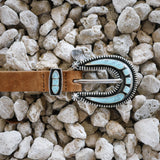 Cheyenne Belt - Tan Suede & Turquoise