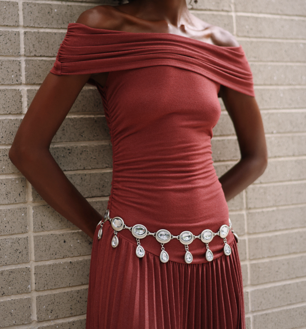 Streets Ahead Lennon Chain Belt — Italian crystal chain belt, handcrafted in Los Angeles