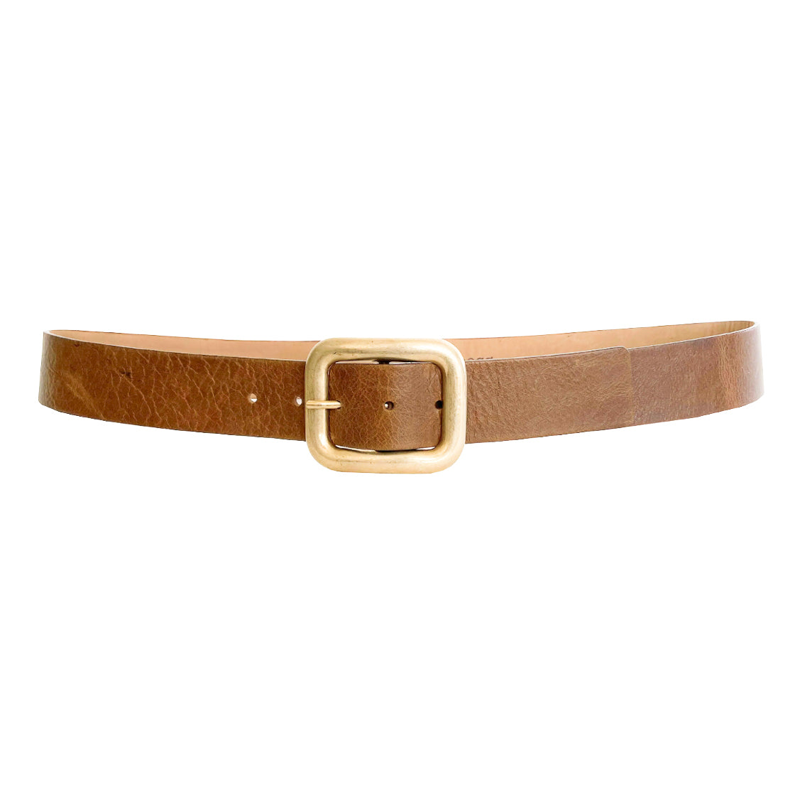 Pria Belt in cognac Italian leather with contour silhouette and light gold buckle, Streets Ahead