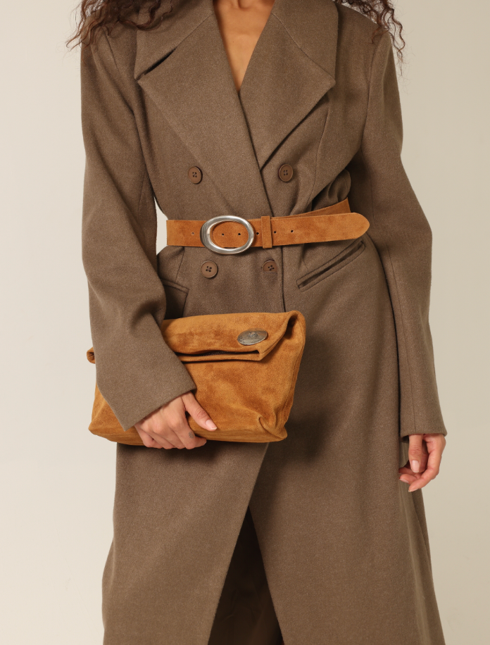 Vesta Clutch Tan Suede