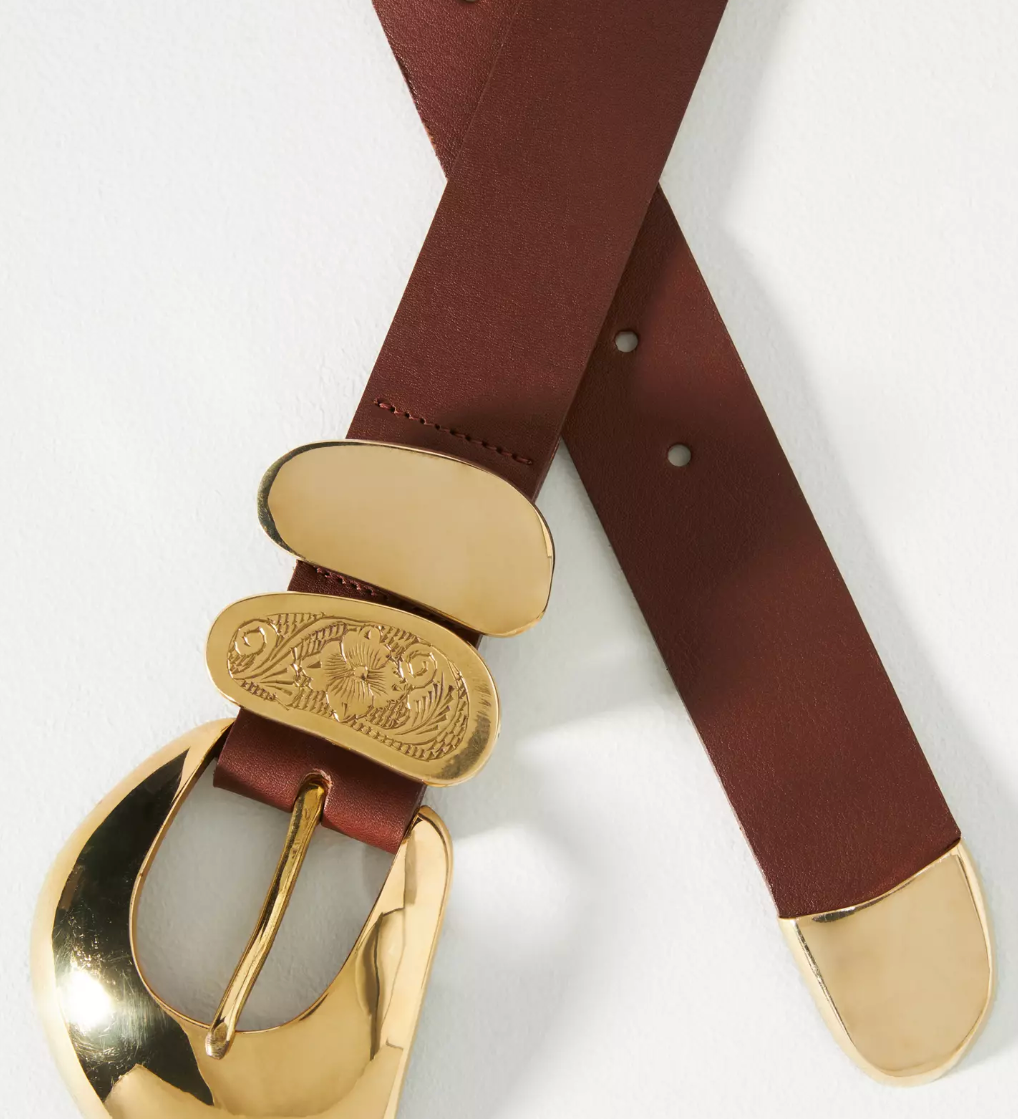 Streets Ahead Willa Belt — cognac leather western belt, handcrafted in Los Angeles