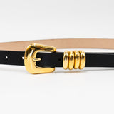 Selene Belt - Black Italian Leather Belt Gold Buckle Multi-Loop Design - Streets Ahead