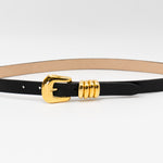 Selene Belt - Black Italian Leather Belt Gold Buckle Multi-Loop Design - Streets Ahead