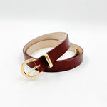 Seraphina Belt - Deep Red Classic Narrow Leather Belt - Streets Ahead