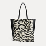 Black and white zebra calf hair Italian leather Mara shopper with matching pouch