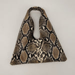 Mila Mini - Mini Handheld Dark Snake Print Italian Leather Handbag - Streets Ahead