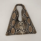 Mila Mini - Mini Handheld Dark Snake Print Italian Leather Handbag - Streets Ahead