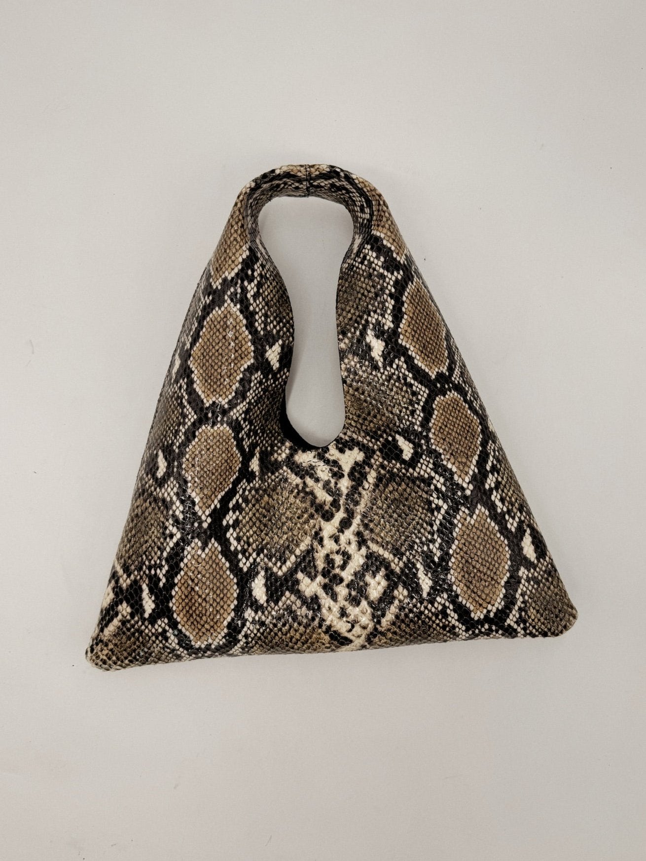 Mila Mini - Mini Handheld Dark Snake Print Italian Leather Handbag - Streets Ahead