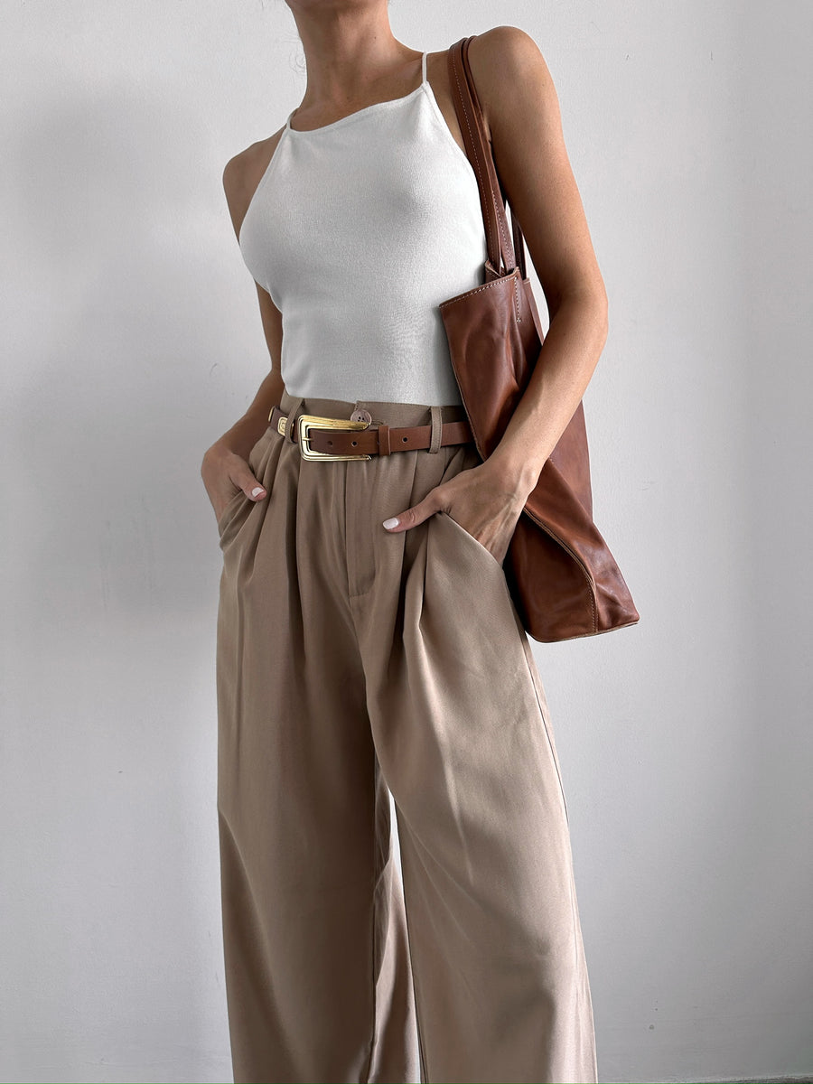 Cleo - Tan Leather Vintage Style Leather Belt - Streets Ahead