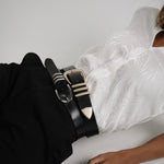 Noir - Black Classic Leather Belt Silver Buckle - Streets Ahead