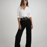 Kristen - Black Leather Belt Gold Buckle Set - Streets Ahead