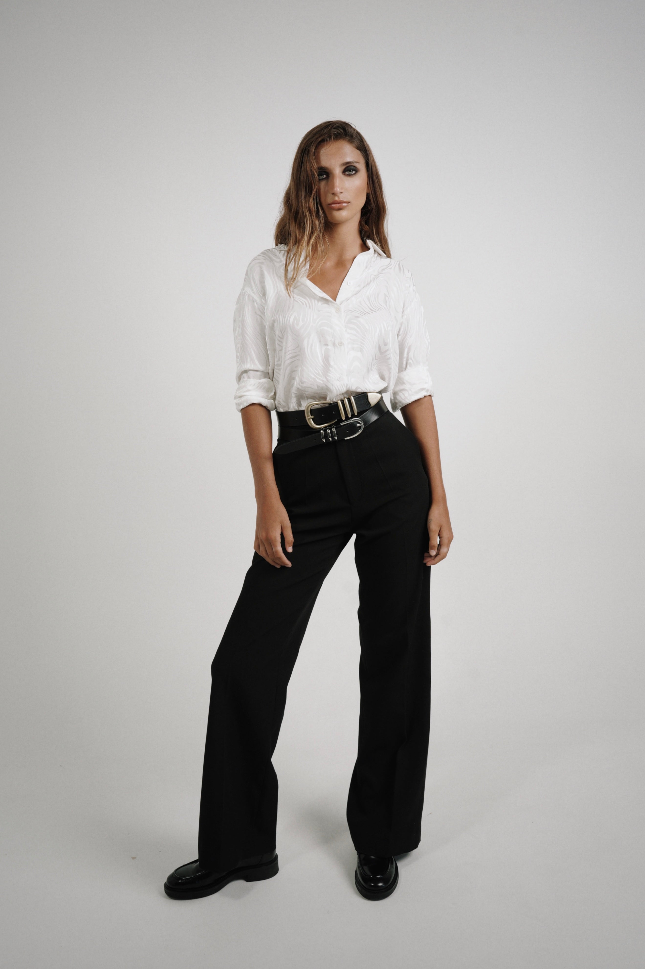 Kristen - Black Leather Belt Gold Buckle Set - Streets Ahead