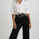 Noir - Black Classic Leather Belt Silver Buckle - Streets Ahead