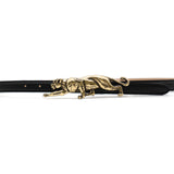 Esther Belt in black leather, buckle detail