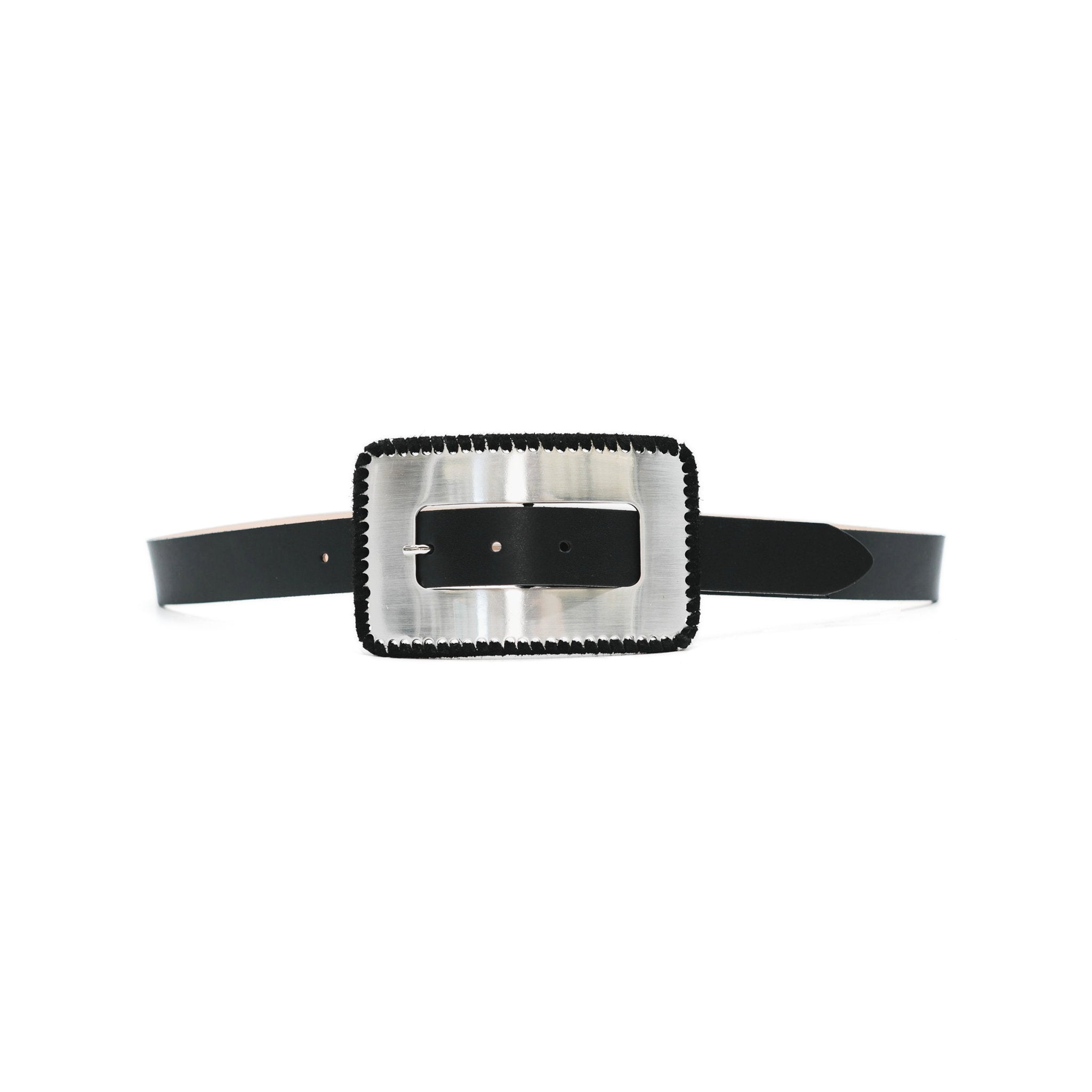Ingrid Belt in black leather, front