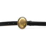 Juliet Belt in black leather, buckle detail
