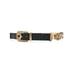 Henrietta Belt in black leather, angle
