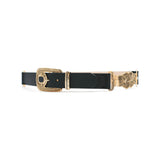 Henrietta Belt in black leather, angle